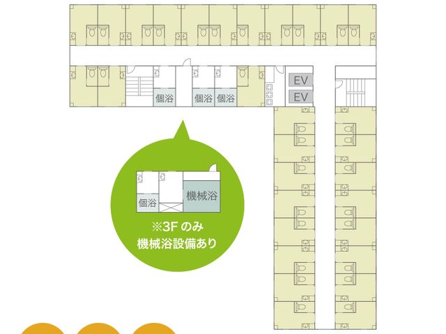 エレベーター付階図 廊下 使いやすい配置で移動がしやすく、各部屋にスムーズにアクセス可能です。