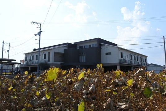 植物が茂る外観