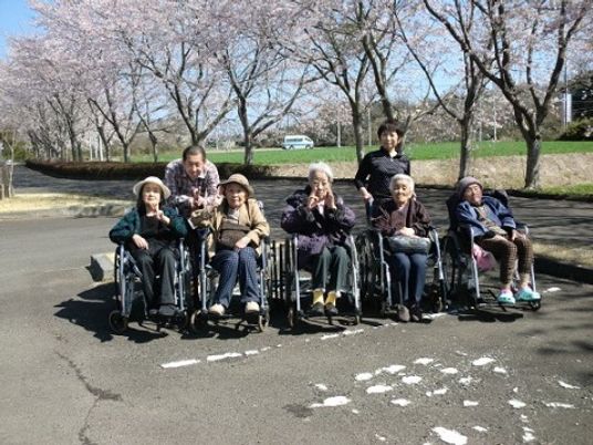 桜並木と笑顔の集合