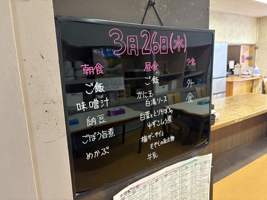 食事メニューの掲示板
