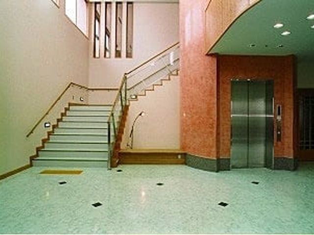 広々とした階段エントランス エントランス 広いエントランスには自然光が差し込み、明るい雰囲気です。階段は安全に配慮されています。