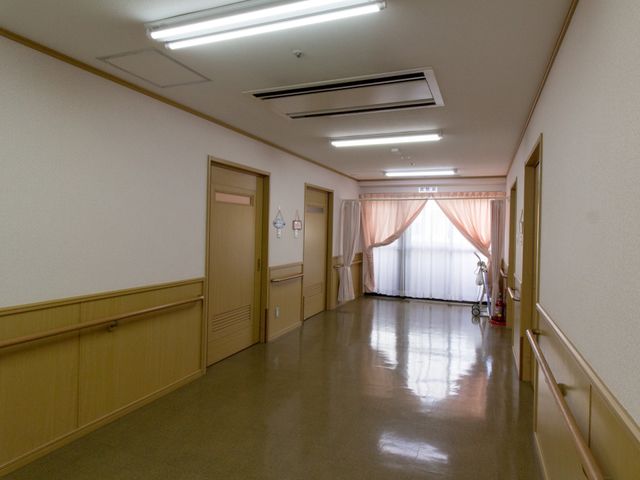 廊下の明るい様子 共用廊下 広々とした廊下は綺麗に保たれており、柔らかな光が差し込む窓際にはゆっくりと腰掛けられるスペースがあります。