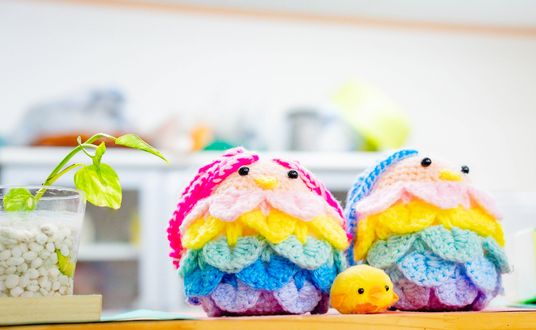 かわいい編み物の展示