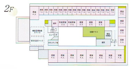 配色で区分された居室配列図