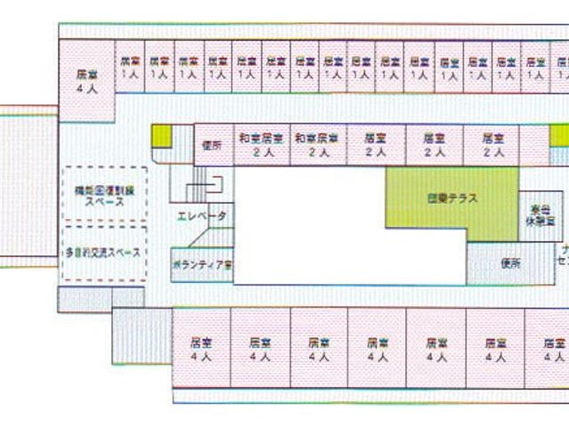 配色で区分された居室配列図 居室 配色により区画された居室のレイアウトがこちらです。各部屋の配置をご確認いただけます。