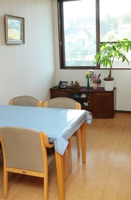 窓辺の植物とダイニングテーブル