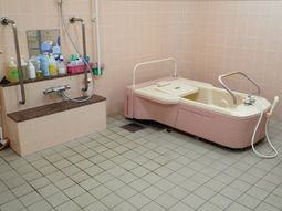 ピンクの清潔な浴槽