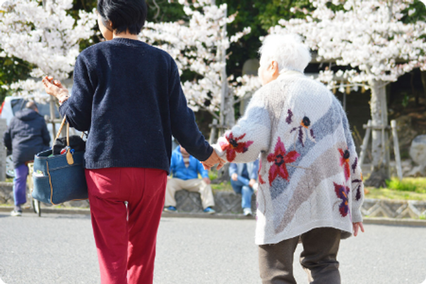 花見を楽しむ庭