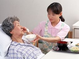 介護者が食事を支援する様子