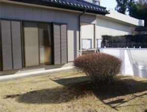施設の庭の外観  