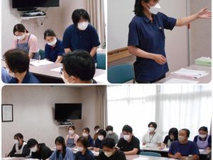 研修中のスタッフ会議室  
