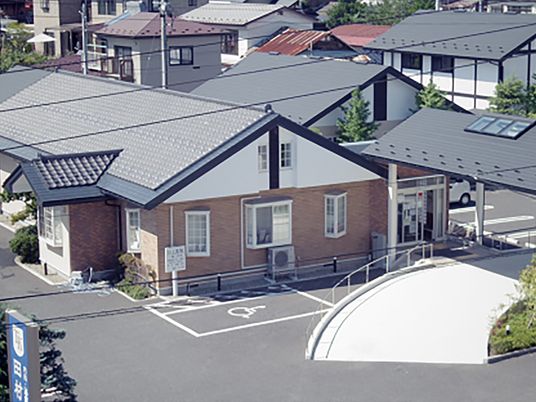 建物外観と駐車場の様子  