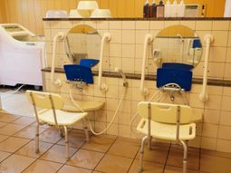 手すりとシャワーチェアの浴室