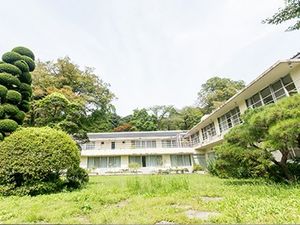緑に囲まれた建物外観  