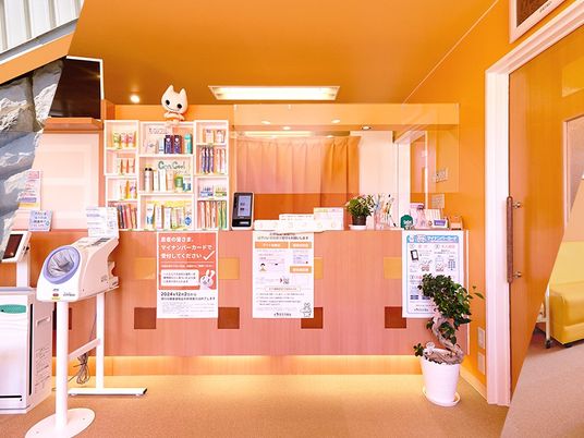 明るい受付カウンターのあるロビー  