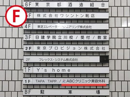 テナント看板のある外観  