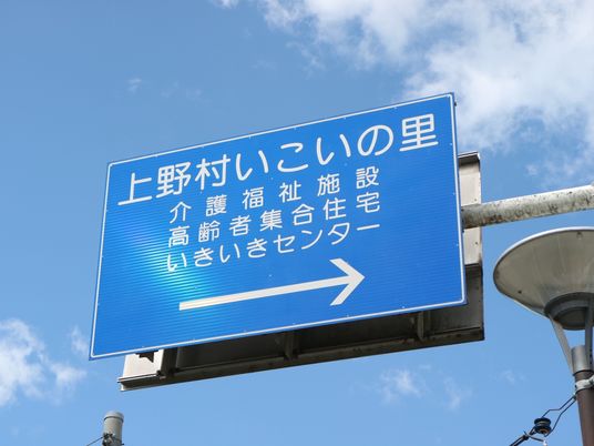 上空に掲げられた案内看板