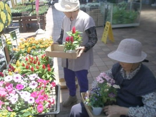 花売場での作業風景