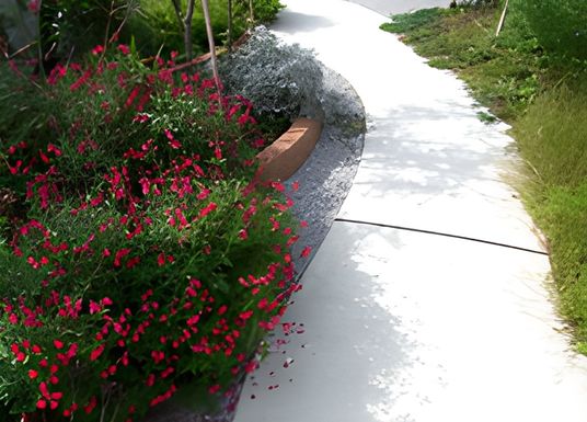 花壇と散策路の風景