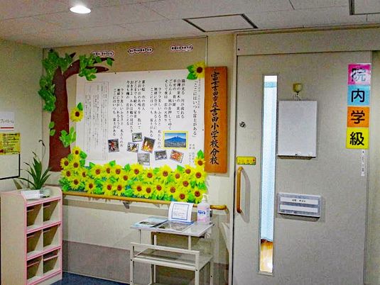 掲示物のある廊下  
