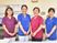 笑顔のスタッフ4人の休憩室  