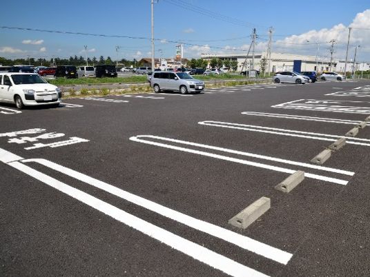 広い駐車場の外観  