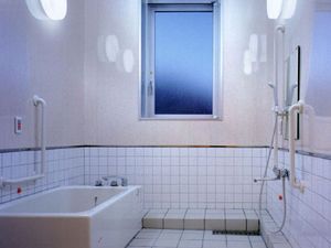 手すり付きの浴室  