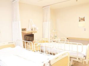 明るい居室のベッド  