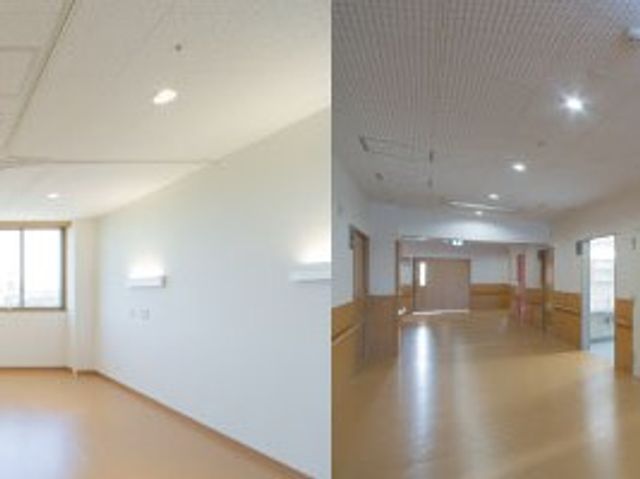 明るい廊下と共有空間