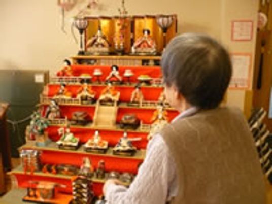 お雛様を飾る共有スペース