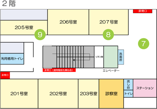 階段とエレベーターのフロア