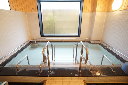 清潔な浴室の手すり付き