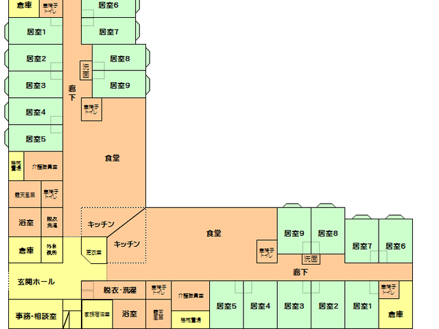 使いやすい見取り図 案内図 施設全体の見取り図です。各部屋の配置が一目で分かるため、スムーズな移動が可能です。