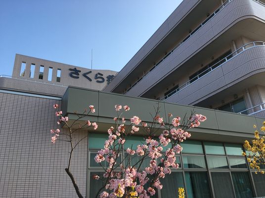 花木が映る外観