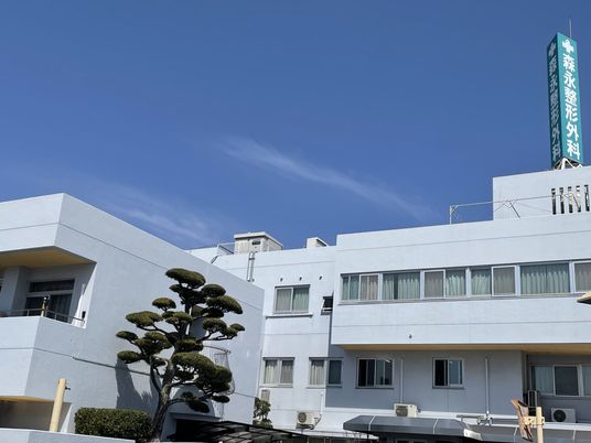 白い建物の外観  