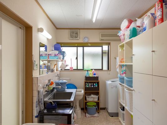 整理された洗面台と収納