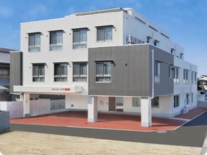 白い建物の外観  