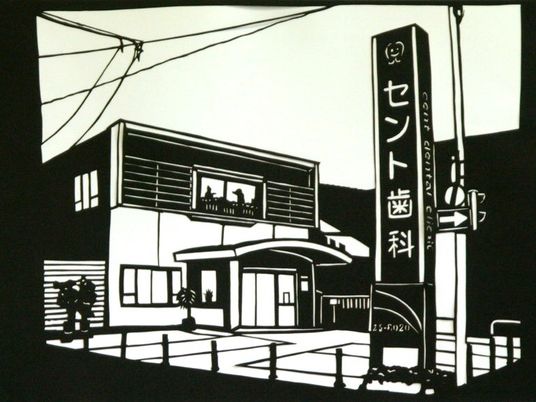 歯科医院の看板と外観  
