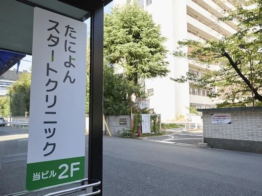 クリニック案内看板と外観  