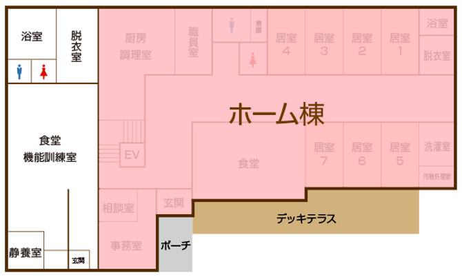 食堂と機能訓練室の見取り図