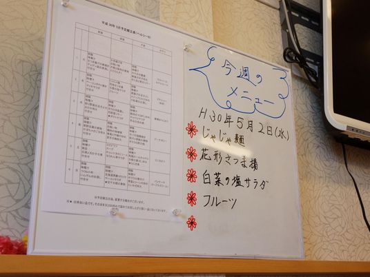 掲示物とモニターの画面