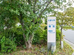 看板と緑豊かな景観