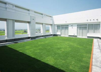 芝生が広がる中庭