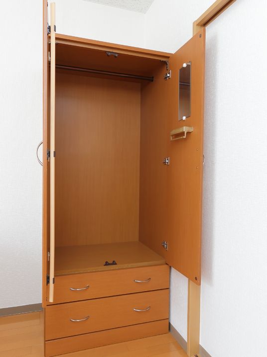 開閉式の整ったクローゼット