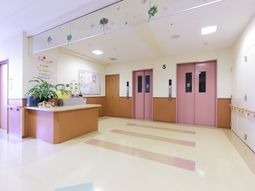 明るい廊下と受付
