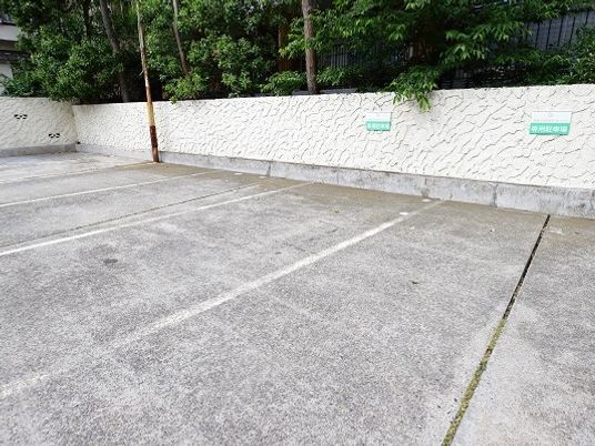 駐車スペースと外壁の外観  