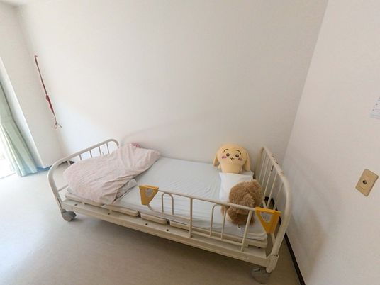 シンプルなベッドの居室