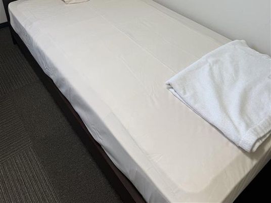シンプルなベッドの居室