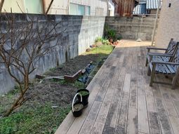 木製デッキの一角