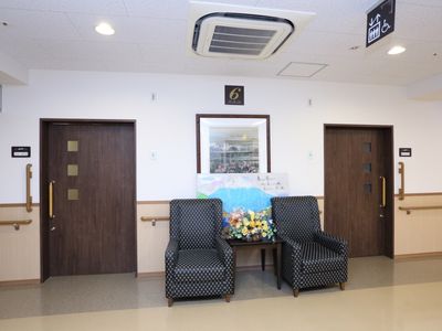 廊下の椅子と花 